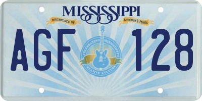 MS license plate AGF128