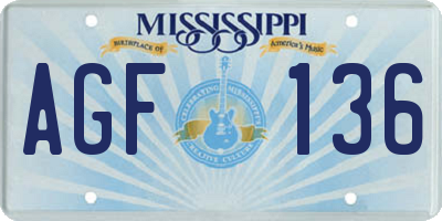 MS license plate AGF136