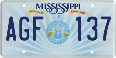 MS license plate AGF137
