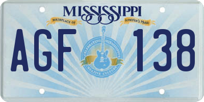 MS license plate AGF138