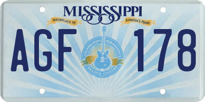 MS license plate AGF178