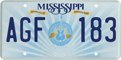 MS license plate AGF183