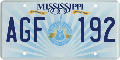 MS license plate AGF192