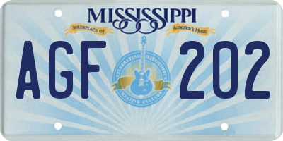 MS license plate AGF202