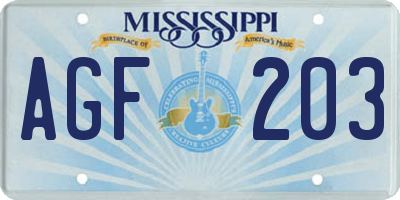 MS license plate AGF203