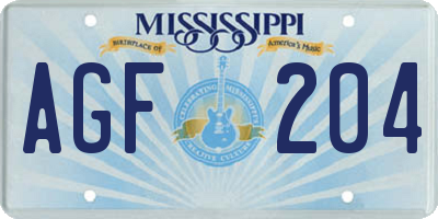 MS license plate AGF204