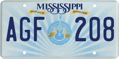 MS license plate AGF208