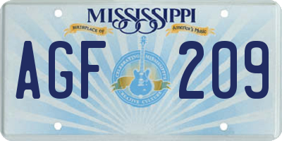 MS license plate AGF209