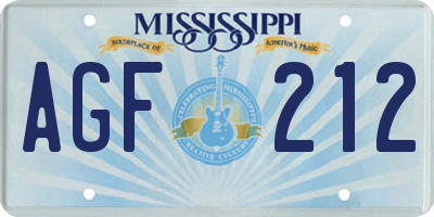 MS license plate AGF212