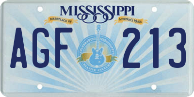MS license plate AGF213