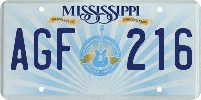 MS license plate AGF216