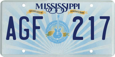 MS license plate AGF217