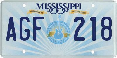 MS license plate AGF218