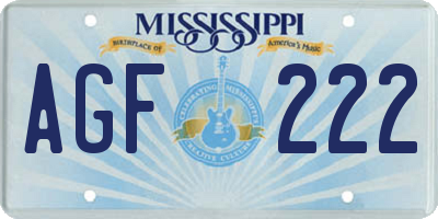 MS license plate AGF222