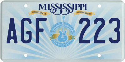 MS license plate AGF223