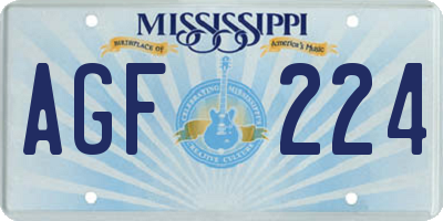 MS license plate AGF224