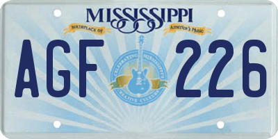 MS license plate AGF226