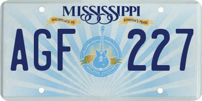 MS license plate AGF227