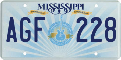 MS license plate AGF228