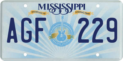 MS license plate AGF229