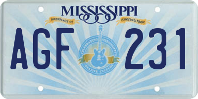 MS license plate AGF231