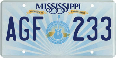 MS license plate AGF233