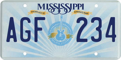 MS license plate AGF234