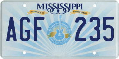 MS license plate AGF235