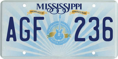MS license plate AGF236