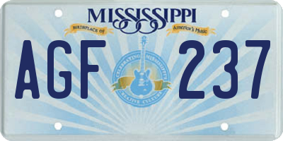 MS license plate AGF237