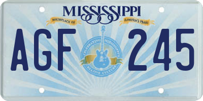 MS license plate AGF245