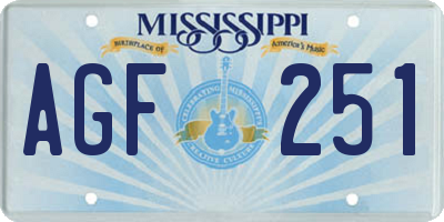 MS license plate AGF251