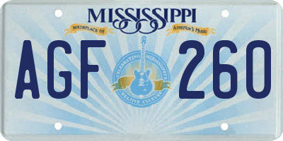 MS license plate AGF260