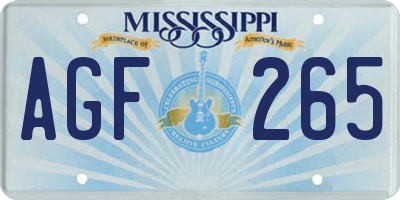 MS license plate AGF265