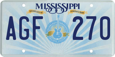 MS license plate AGF270