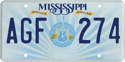 MS license plate AGF274