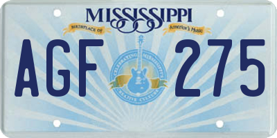 MS license plate AGF275