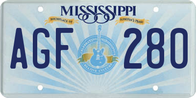MS license plate AGF280