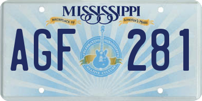 MS license plate AGF281