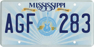MS license plate AGF283