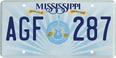 MS license plate AGF287