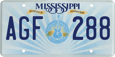 MS license plate AGF288