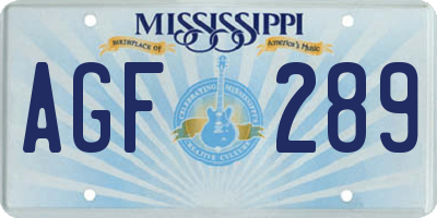 MS license plate AGF289