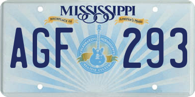 MS license plate AGF293