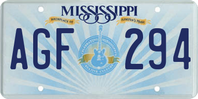 MS license plate AGF294