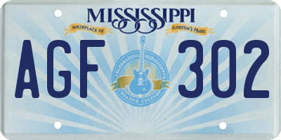 MS license plate AGF302