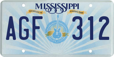 MS license plate AGF312