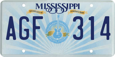 MS license plate AGF314