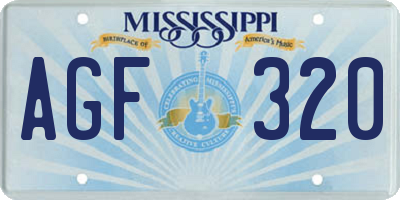 MS license plate AGF320