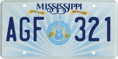 MS license plate AGF321